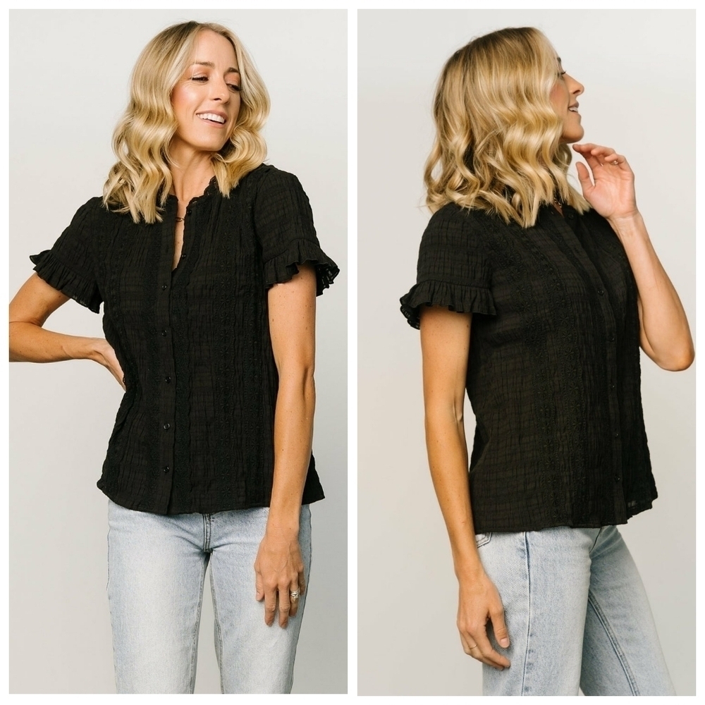 Baltic Born Zara Black Lace Button Down Blouse